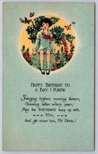 Feliz cumpleaños a un niño que conozco, flores de pared, mariposas, postal de saludos - Imagen 1 de 2