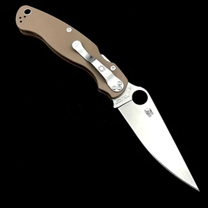 Spyderco Tan Military C36GPBN15V2 Flat Ground Plain Edge G-10 Knife 15V New - Picture 1 of 6