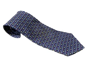 Corbata de lujo SALVATORE FERRAGAMO azul marino novedad golf 100 % seda para hombre - Imagen 1 de 7