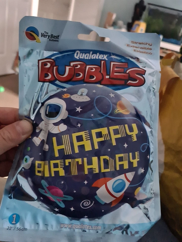 Feliz cumpleaños"" globo burbuja espacio exterior- 22""/ 56 cm. Foto 1 de 1