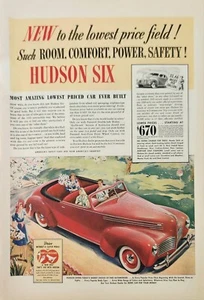 Coche Hudson 1940 rojo vintage anuncio confort seguridad eléctrica - Imagen 1 de 1