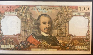 FRANCE, 1967, 100 CENT FRANCS, Billete/Paper Money, #199, Circulated, used - Picture 1 of 2