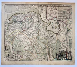 GROENINGE HOLLAND GERMANY c. 1680 FREDERIK DE WIT GRANDE MAPPA ANTICA XVII secolo - Foto 1 di 13