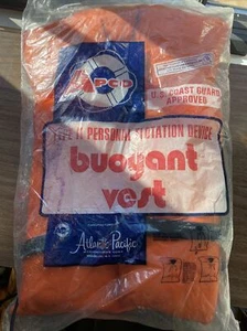 Vintage Life Jacket Bouyant Vest Preserver Apco Atlantic Pacific SolidOrange NEW - Picture 1 of 8