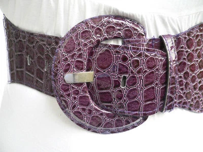 Cintura Moda Donna Elastico Alta Vita Colore Melanzana Scuro Viola XS S - Immagine 1 di 4