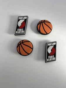 NBA Portland Trailblazers Basketball For Crocs Shoe Charms - 4 Pieces - Picture 1 of 1