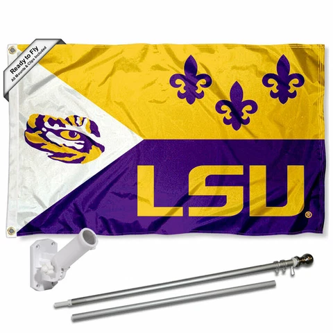 Louisiana State LSU Tigers Acadian Flag Pole and Bracket Gift Package Cover