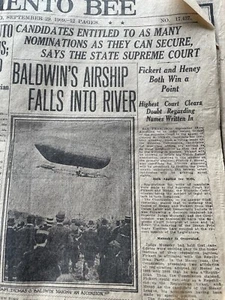 Vintage Newspaper The Sacramento Bee Sept 29, 1909 - Picture 1 of 21