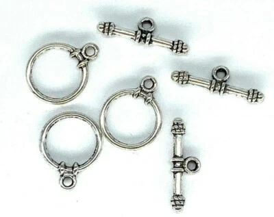 3 sets 12 mm Bali Style Silver Pewter Toggle Clasp - Image 1 of 3