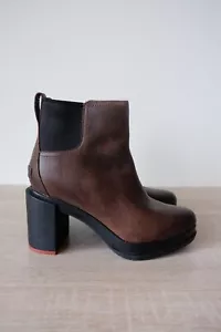 A+ Womens Sorel Blake Chelsea Boot Burro Brown 7 Waterproof High Block Heel - Picture 1 of 7