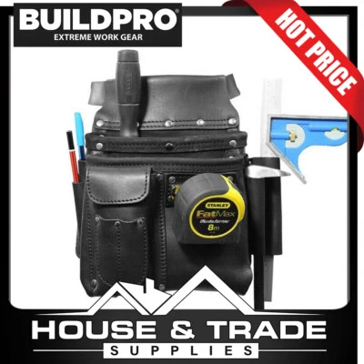 BuildPro Nail Bag 2 Pocket Leather Heavy Duty XL SERIES Pouch LBNBS2BXL - Image 1 of 2