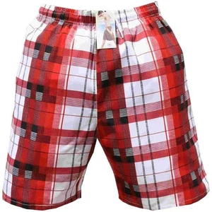 UNISEX BADESHORTS KARIERT BERMUDA BADEHOSE Badeslip in Rubinrot in L - Picture 1 of 6