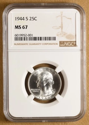 1944 S Washington Silver Quarter NGC MS67 - Image 1 of 4