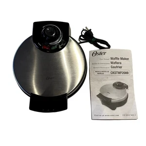 Oster CKSTWF2000 Stainless Steel  Black Belgian Waffle Maker u Adjustable Temper - Picture 1 of 7