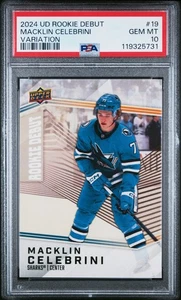 Upper Deck Rookie Debut 19 Macklin Celebrini Variation PSA 10 Sharks - Bild 1 von 2