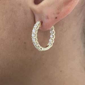 Round Lab-Created Diamond Hoop Earrings 2.30ct F/VS 14K Yellow Gold - Picture 1 of 6