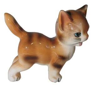 Vintage Porcelain Blue Eyed Orange Tabby Standing Kitty Cat Figurine - Picture 1 of 10