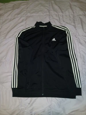 Y2K Adidas 3 Stripes Track Jacket Men’s XL Black With White Stripes Classic  - Image 1 of 4