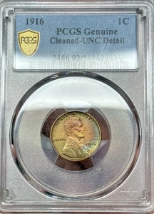 Centavo Lincoln 1916 tonificado PCGS sin circular detalles - Imagen 1 de 2