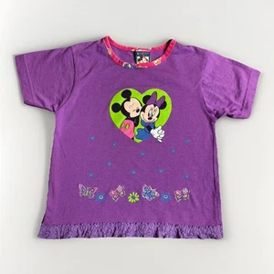 Vtg Rare Cute Mickey And Minnie Mouse Disney Girls Kids Tee Size 5 90s Cute - Picture 1 of 15