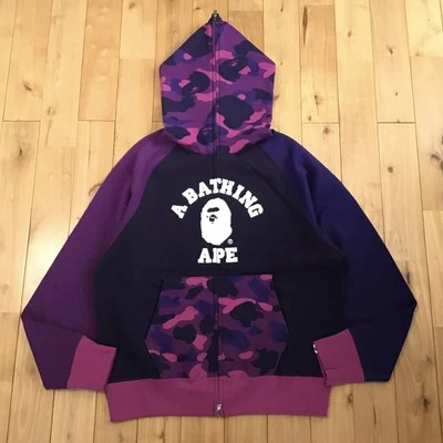 BAPE Purple camo college logo crazy full zip hoodie A Bathing Ape Size M - Image 1 of 4