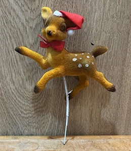 Lindo sombrero de Papá Noel con arco rojo MCM de colección de ciervo flocado elige Navidad con arco - Imagen 1 de 5