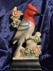 Vintage Hand Painted Cardinal Bird Floral Ceramic Art Pottery Figurine Decor - Picture 1 of 12
