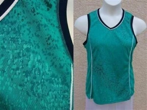 SJB Active tank top shirt cami size M emerald green splatter print gym yoga run - Picture 1 of 5