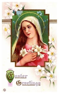 Ostergrüße geprägt Madonna Postkarte - Bild 1 von 2