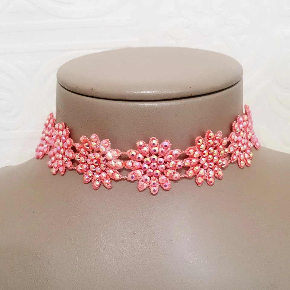 Amrita Singh женщин розовый кружева со стразами ошейник ожерелье новый с Ярлыками - Изображение 1 из 1