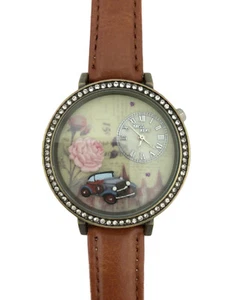 Watch Women MISS KEKE 3D World Road Trip Bronze Gold Tone with Brown Band $50 - Picture 1 of 5