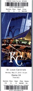 St Louis Cardinals vs Kansas City Royals 5/27/2013 Full Ticket 