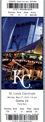 Boleto completo St Louis Cardinals vs Kansas City Royals 27/05/2013  Foto 1 de 2