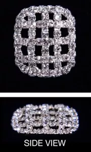 Rhinestone Button Silver Plated 3d Checker Sewing Hole Women Small 3/4 High - Picture 1 of 4