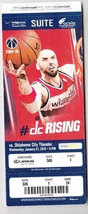 2015 WASHINGTON WIZARDS VS OKC THUNDER SUITE TICKET STUB 1/21 MARCIN GORTAT - Picture 1 of 1