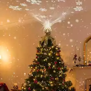 Árbol de Navidad Topper Proyector LED con Luces de Neón Estrella Oro Brillo - Imagen 1 de 9