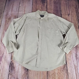 Camisa Eddie Bauer Beige Sólida Manga Corta Algodón Grande - Imagen 1 de 7