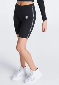 SikSilk Girls Black Ribbed Taped Cycle Short 9-10 Years - Picture 1 of 3