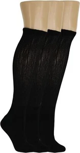 Men's Diabetic Knee High Socks 3 Pairs – Non-Binding, Breathable Cotton, Cushion - Picture 1 of 13