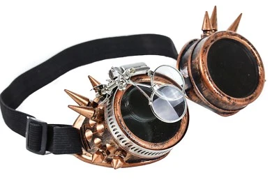 Steampunk Victorian Spike Welding Copper Goggles 2X Lens Scissors Cosplay - Image 1 of 2