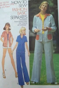 Vintage 1970s Simplicity 6808 How to Sew Teen Shirt Sewing Pattern B33.5" - Picture 1 of 3
