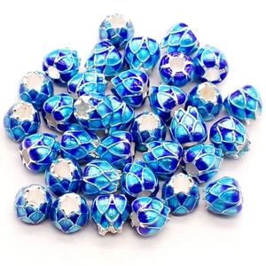 30PCS Handmade Enamel Beads flower Loose Craft  blue bud 8*9mm - Picture 1 of 7