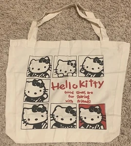 Hello Kitty Einkaufstasche, "Gute Zeiten sind zum Teilen..." Canvas, 14,5"x14,5" - Bild 1 von 6