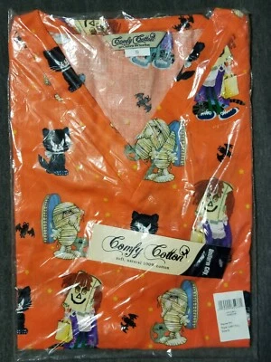 NUEVO ADULTO TALLA PEQUEÑA NARANJA HALLOWEEN TEMÁTICA EXFOLIANTE CAMISA DE ENFERMERA DE ALGODÓN TAN LINDA Foto 1 de 4