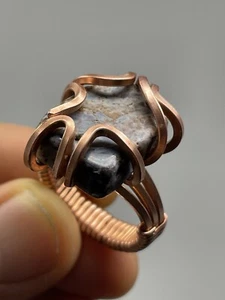 ANILLO hecho a mano de envoltura de alambre de cobre Pietersite tamaño 6,75 Intuition Will Power P51 - Imagen 1 de 12