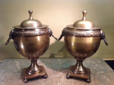 Vtg Solid Bronze Decorative Crafters Urn - 2 avail. W/ Lids Orig. Tags 12" Tall - Image 1 of 4