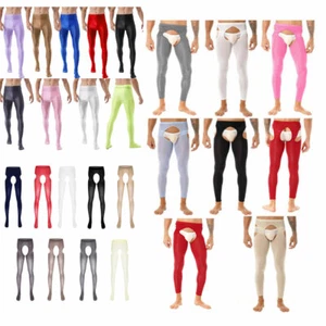 Men's High Waist Hollow Out Open Crotch Leggings Compression Lingerie Long AU - Picture 1 of 240
