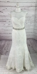 Victoria Kay Wedding Dress 10 Ivory Lace Mermaid Low Back VGC - Picture 1 of 18