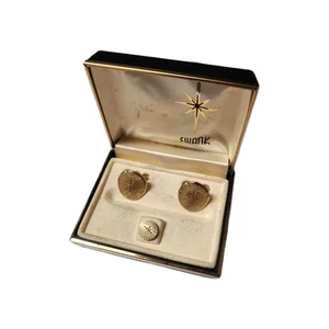 Vintage Swank Manschettenknöpfe und Krawattennadel goldfarben im Original Etui - Bild 1 von 6