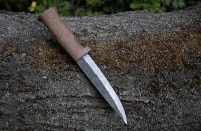 手工锻造Puukko刀10英尺大马士革刀片木制手柄生存工具 — 第 1/4 张图片
